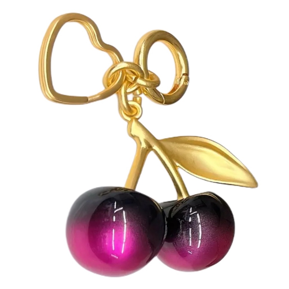 Sparkling Resin Cherry Bag Charm or Keychain - Picture 1 of 3